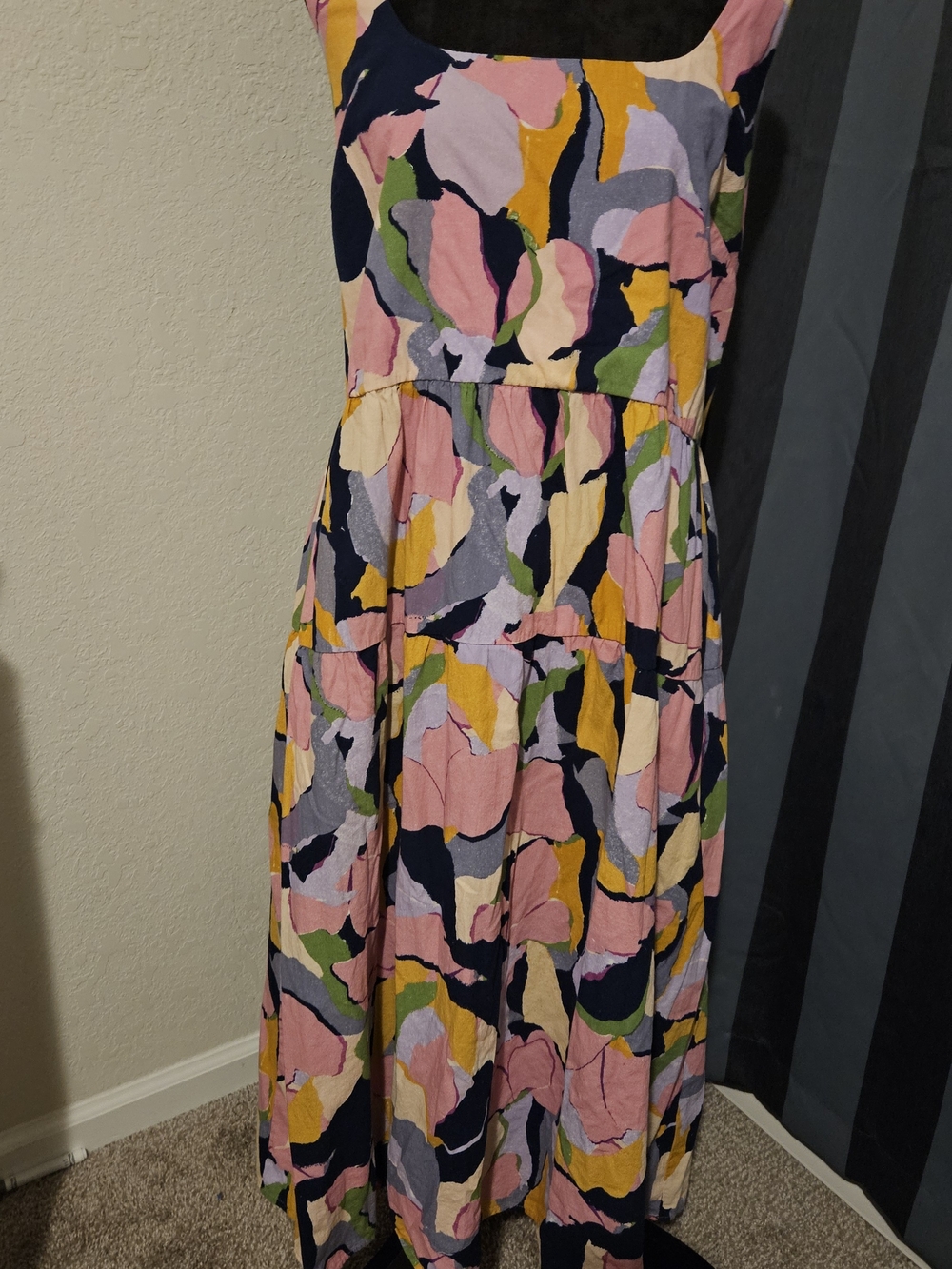 Ava & Viv 3x Sleeveless Abstract Print Maxi Dress - Pink, Navy, Yellow